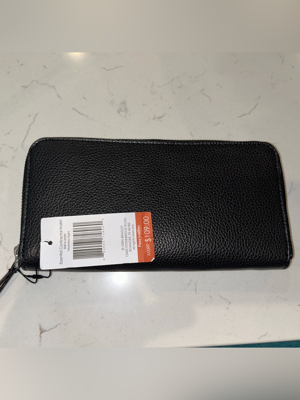NWT Vera Bradley Essential Continental Wallet- Black Faux Leather Wallet